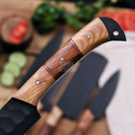 Handmade 5 Pcs Chef Set Black Powder Coated Forged Carbon Steel Professional Kitchen Knives Birthday Gift Mother Thanksgiving Day Gift - Image 12