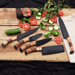 Handmade 5 Pcs Chef Set Black Powder Coated Forged Carbon Steel Professional Kitchen Knives Birthday Gift Mother Thanksgiving Day Gift - Image 5