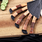 Handmade 5 Pcs Chef Set Black Powder Coated Forged Carbon Steel Professional Kitchen Knives Birthday Gift Mother Thanksgiving Day Gift - Image 7