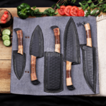 Handmade 5 Pcs Chef Set Black Powder Coated Forged Carbon Steel Professional Kitchen Knives Birthday Gift Mother Thanksgiving Day Gift - Image 8
