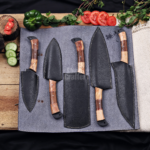 Handmade 5 Pcs Chef Set Black Powder Coated Forged Carbon Steel Professional Kitchen Knives Birthday Gift Mother Thanksgiving Day Gift - Image 10