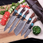 Hand Forged Damscus Steel Kitchen Chef Set