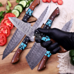 Hand Forged Damscus Steel Kitchen Chef Set