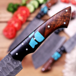 Hand Forged Damscus Steel Kitchen Chef Set