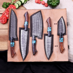 Hand Forged Damscus Steel Kitchen Chef Set