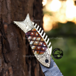 Handmade Damascus Fish Pocket Knife