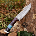 Damascus Steel gut hook hunting knife