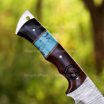 Damascus Steel gut hook hunting knife