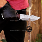 Damascus Steel gut hook hunting knife