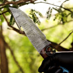 Damascus Steel gut hook hunting knife