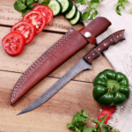 Handmade Damascus Fillet Knife: Flexible Rosewood Handle Kitchenware Boning Hunting Fishing BBQ Steak Blade - Image 7