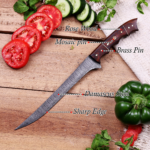 Handmade Damascus Fillet Knife: Flexible Rosewood Handle Kitchenware Boning Hunting Fishing BBQ Steak Blade - Image 4