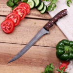 Handmade Damascus Fillet Knife: Flexible Rosewood Handle Kitchenware Boning Hunting Fishing BBQ Steak Blade - Image 5