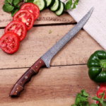 Handmade Damascus Fillet Knife: Flexible Rosewood Handle Kitchenware Boning Hunting Fishing BBQ Steak Blade - Image 5