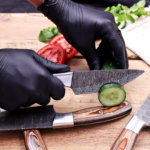 Hand-Forged Damascus Steel Chef Knife Set, Wood Handle, Leather Roll Bag - Image 9