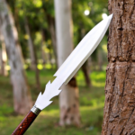 Handmade Viking Spear: 1095 Carbon Steel Blade, Rosewood Handle, Leather Sheath - Image 2