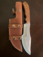 Hand-Forged D2 Steel Tracker Knife, Tom Brown The Hunted Movie Replica, Rosewood Handle, Cowhide Sheath