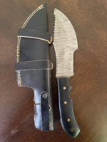 Handmade Damascus Steel Tracker Knife: The Hunted Movie Replica G-10 Micarta Handle, Leather Sheath - Image 10