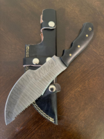 Handmade Damascus Steel Tracker Knife: The Hunted Movie Replica G-10 Micarta Handle, Leather Sheath - Image 9