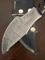 Handmade Damascus Steel Tracker Knife: The Hunted Movie Replica G-10 Micarta Handle, Leather Sheath - Image 8