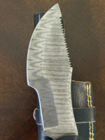 Handmade Damascus Steel Tracker Knife: The Hunted Movie Replica G-10 Micarta Handle, Leather Sheath - Image 7