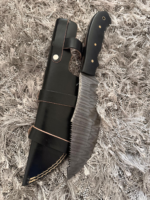 Handmade Damascus Steel Tracker Knife: The Hunted Movie Replica G-10 Micarta Handle, Leather Sheath - Image 5