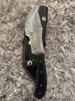 Handmade Damascus Steel Tracker Knife: The Hunted Movie Replica G-10 Micarta Handle, Leather Sheath - Image 4