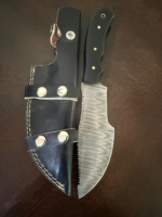 Handmade Damascus Steel Tracker Knife: The Hunted Movie Replica G-10 Micarta Handle, Leather Sheath