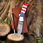 Handmade Damascus Steel Pocket Knife American Flag Design EDC  Birthday, Anniversary Gift for Groomsman