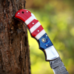 Handmade Damascus Steel Pocket Knife American Flag Design EDC  Birthday, Anniversary Gift for Groomsman - Image 6