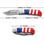 Handmade Damascus Steel Pocket Knife American Flag Design EDC  Birthday, Anniversary Gift for Groomsman - Image 3